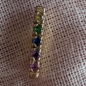 Multi-Color Gemstone Bar Earring (single)